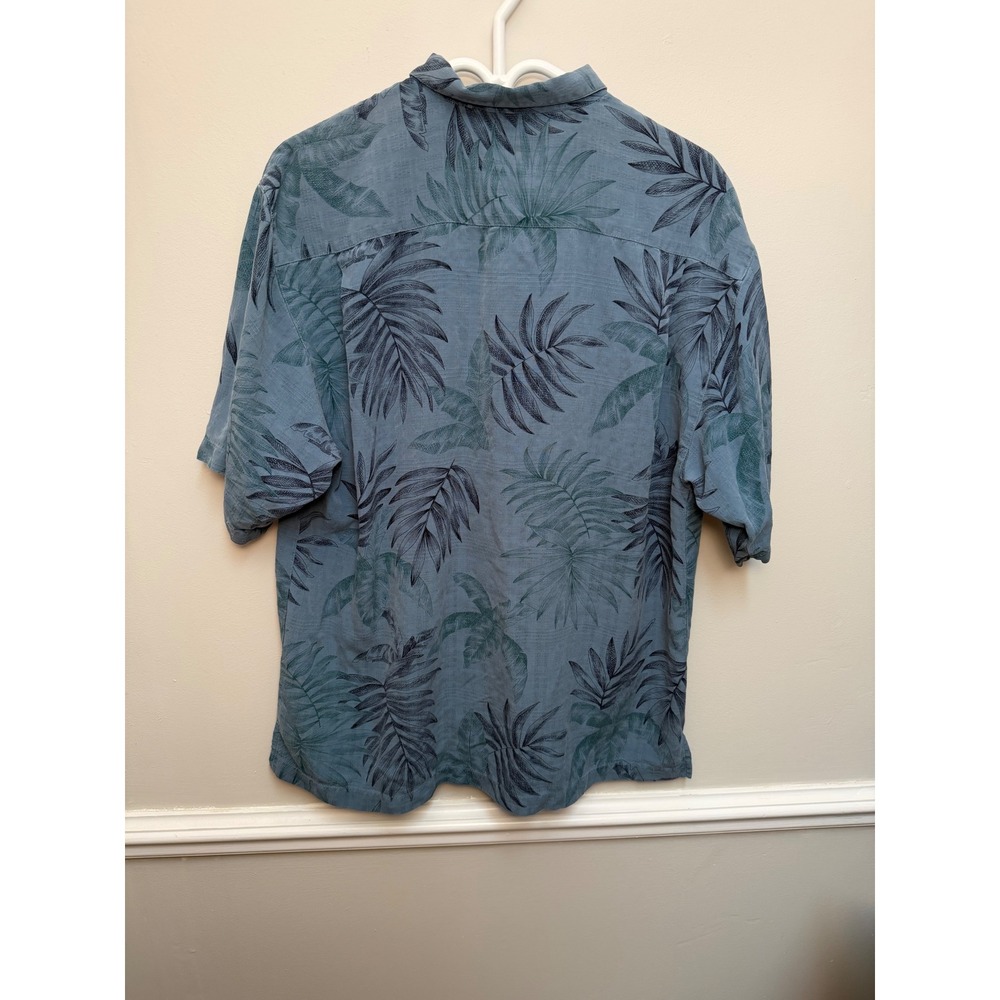 Tommy Bahama Mens Large 100% Silk Blue Palm Leaf Print Camp Shirt RN 86549 - Picture 4 of 10